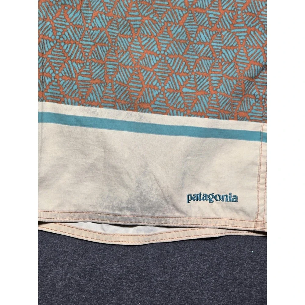 Patagonia Swim Trunks‎ Shorts 30 Orange Blue Pattern Athletic Beach BoardShorts